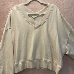 Aerie V-Neck Sweatshirt Cream